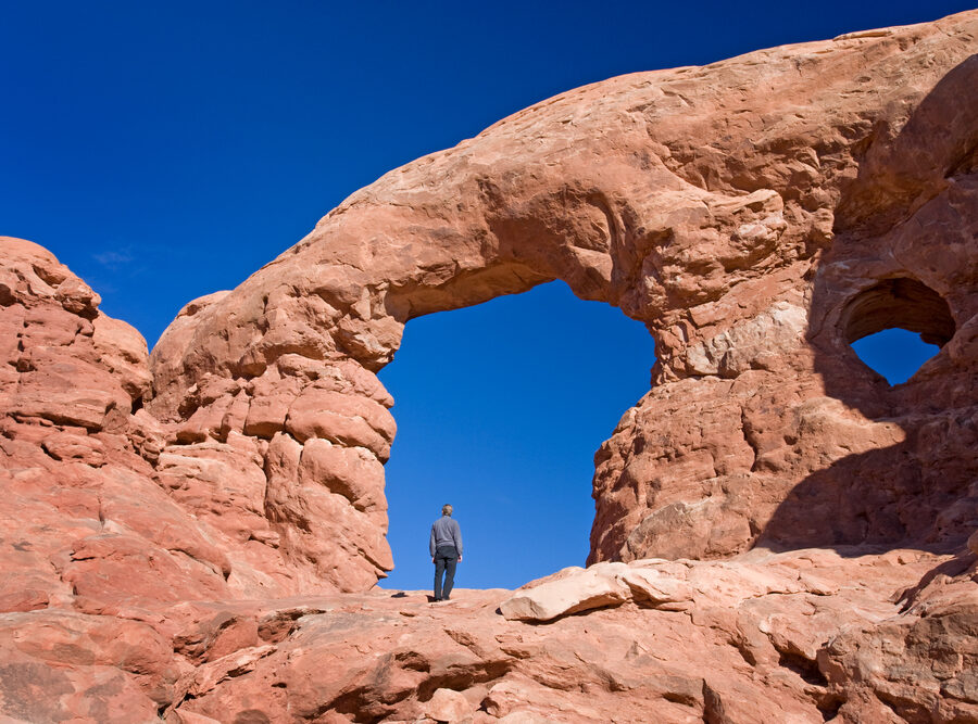 Hiker in Arches national park